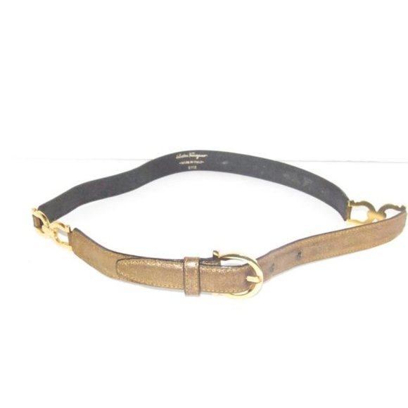 Salvatore Ferragamo Gold Leather Gancini Belt main image 6